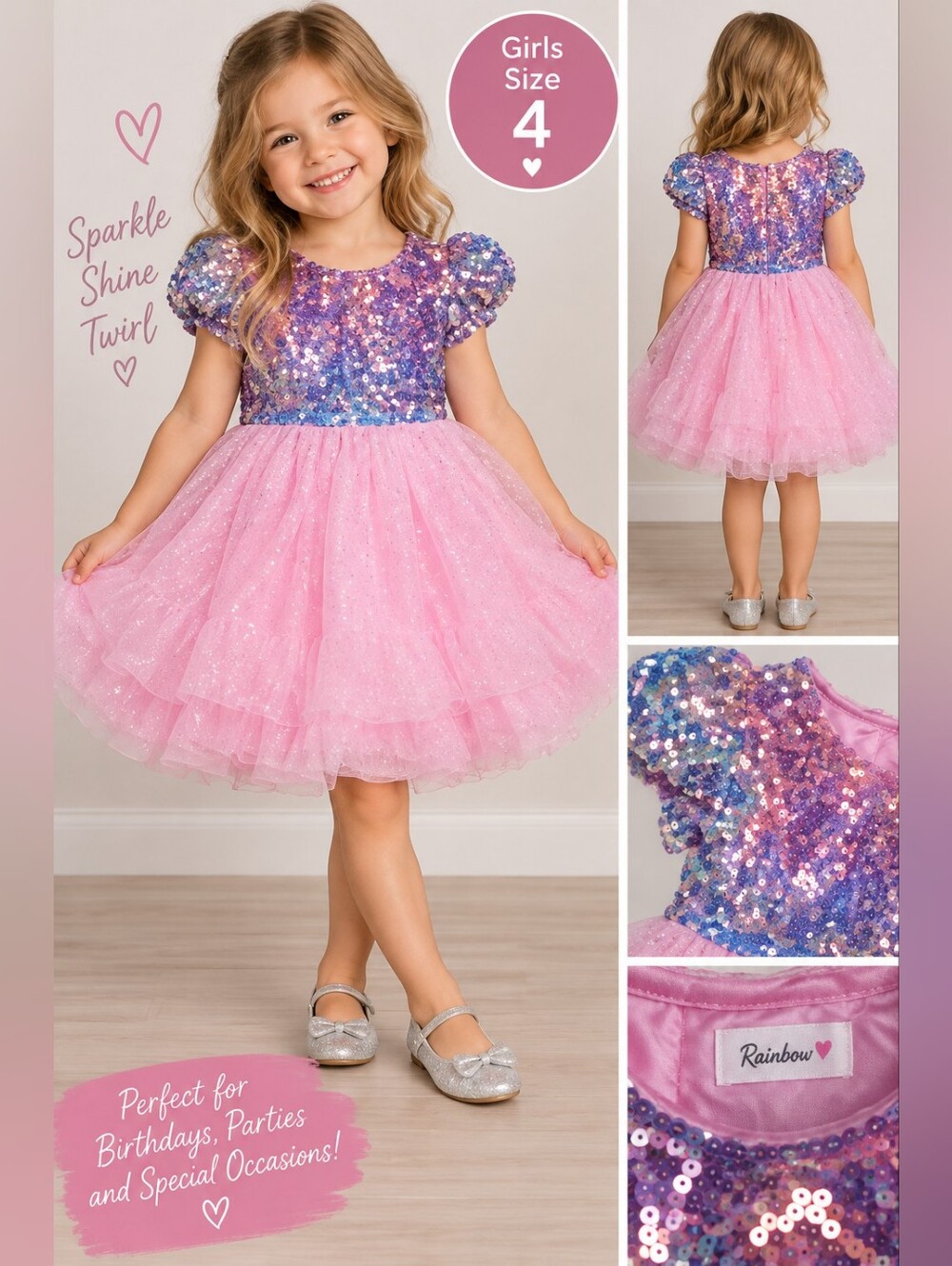 2bunnies girls size 4 sparkle princess tutu dress #28